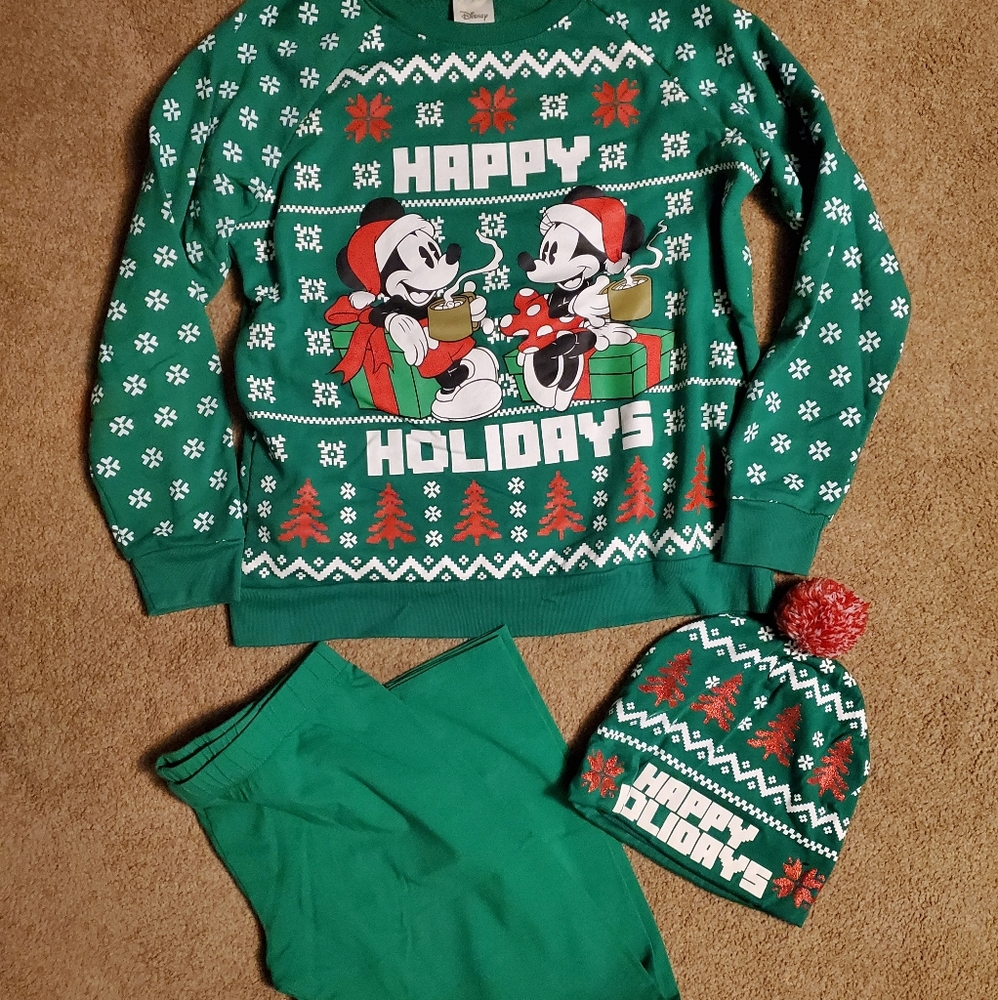 Disney Minnie Mouse and Mickey Mouse sweatshirt set.